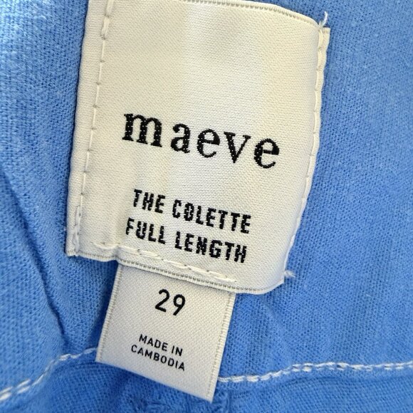 Anthropologie MAEVE Colette Lace Trim Full-Length Wide-Leg Pants Womens 29 Blue - Picture 10 of 12